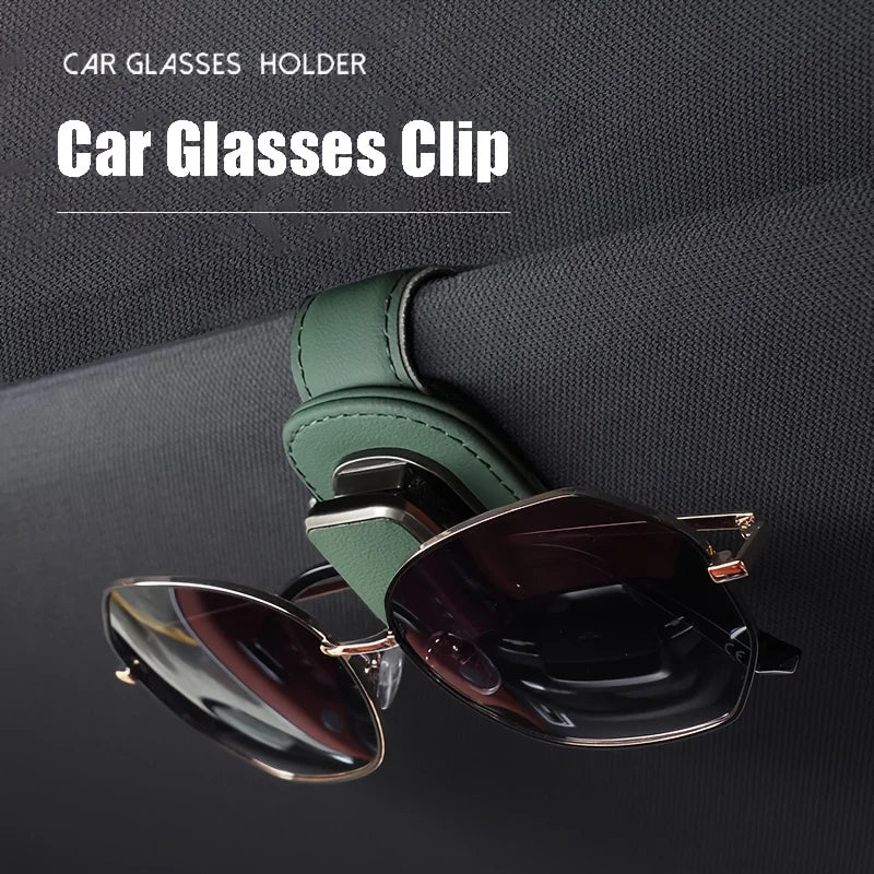 PU Leather Car Visor Clip Universal Glasses Holder Easy Install