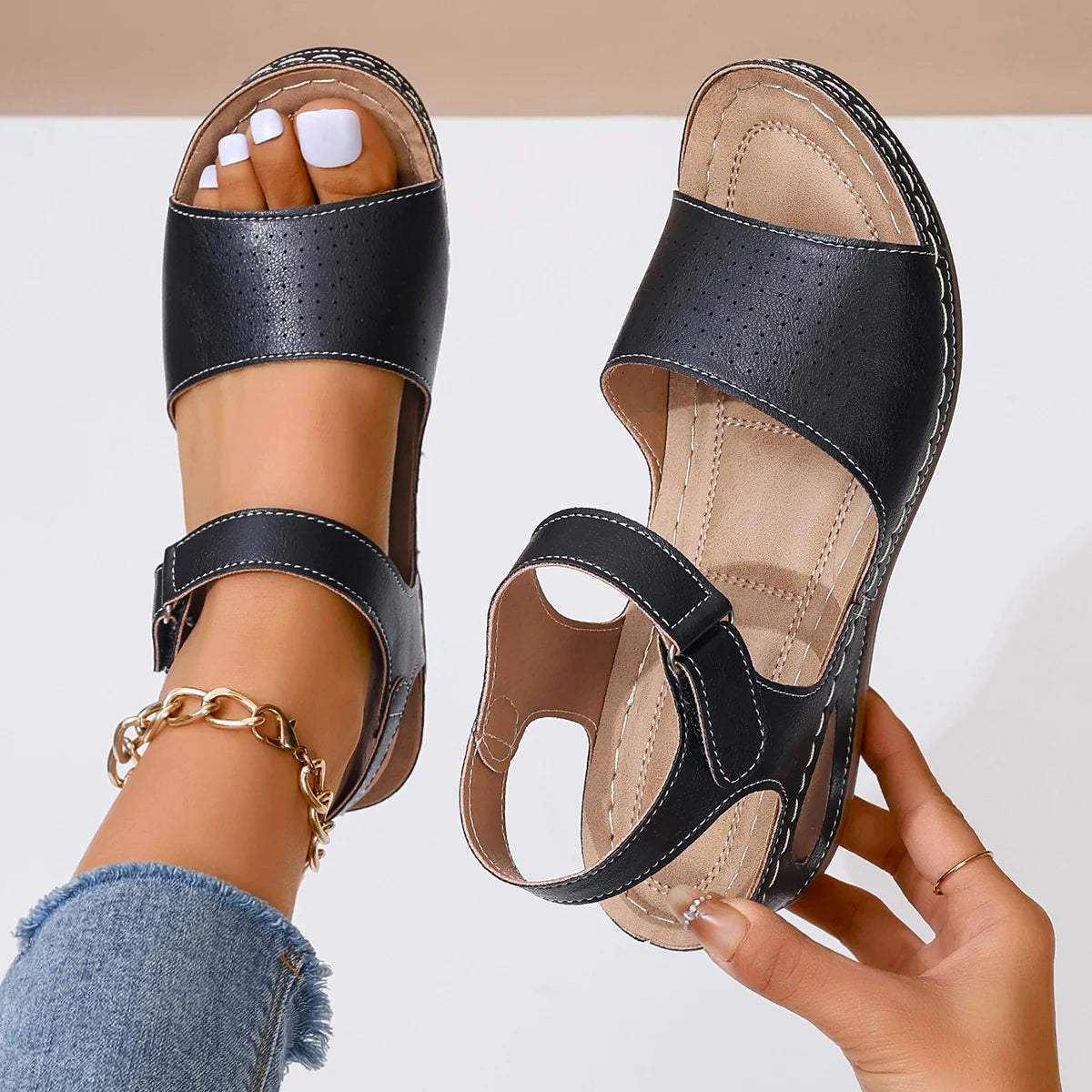 2026 Women Sandals Lightweight Casual Wedge Sandals for Women Summer Comfort Non Slip Walking Shoes Woman Fashion Beach Shoes Zpaxo