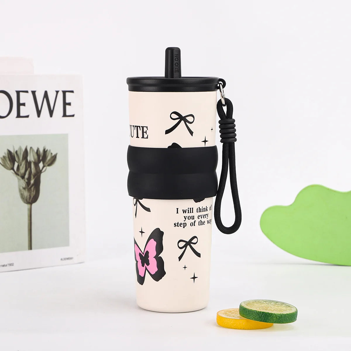 Stainless Steel 710ML Insulated Cup for Boys and Girls, Portable Cooling Ice Cream King Cup, Outdoor with Lifting Rope Straw Cup Zpaxo Black 710ml