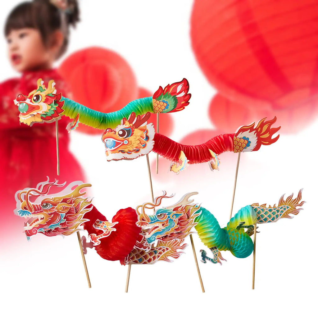 Chinese New Year Dragon Garland DIY Kids Toy Handmade Hanging Decoration for Wedding Lunar New Year Shops Home Spring Festival Zpaxo