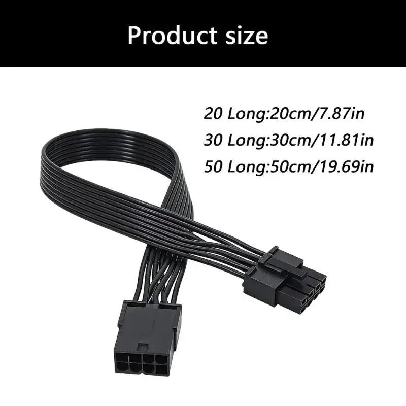 652F 8pin (6+2) Power Cable Extended Length Tinned Copper Conductors for Reliable Graphics Card Connection in Builds Zpaxo