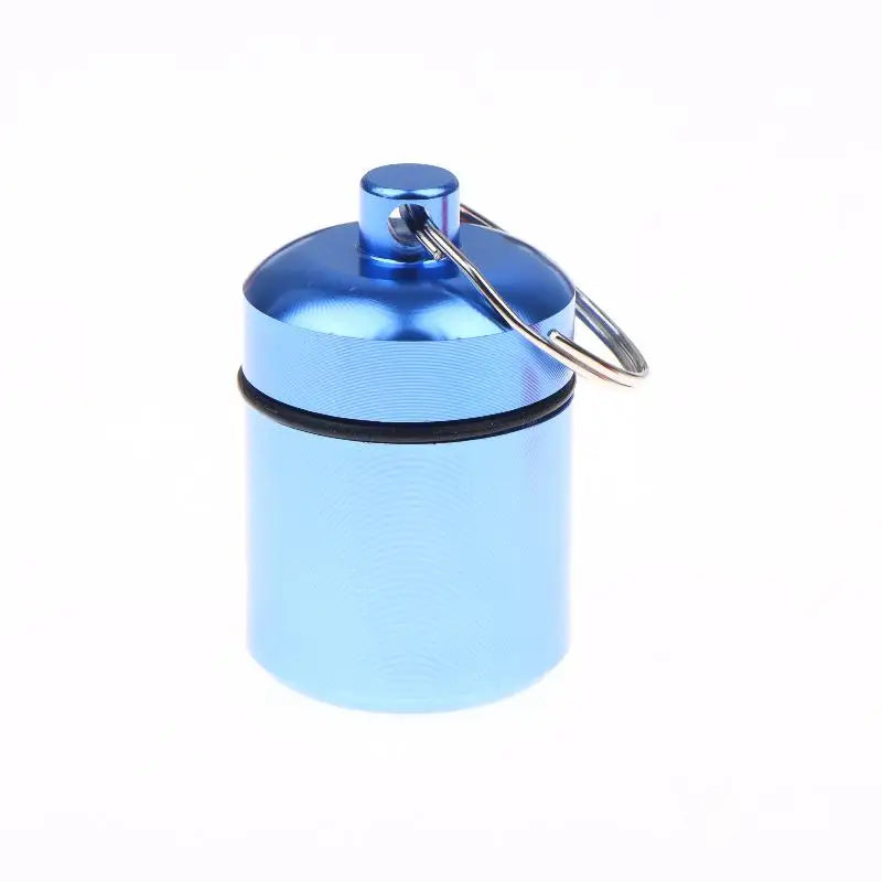CMAluminum Alloy Pill Case Keychain Portable Waterproof Mini Storage Zpaxo Blue