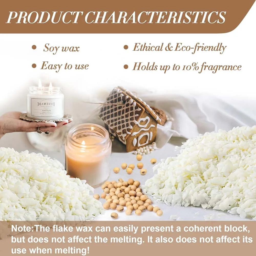 100/500/1000g Natural Soy Wax Flake For DIY Handmade Candles Crafts Additive-Free Scented Candle Raw Material Making Kit Zpaxo