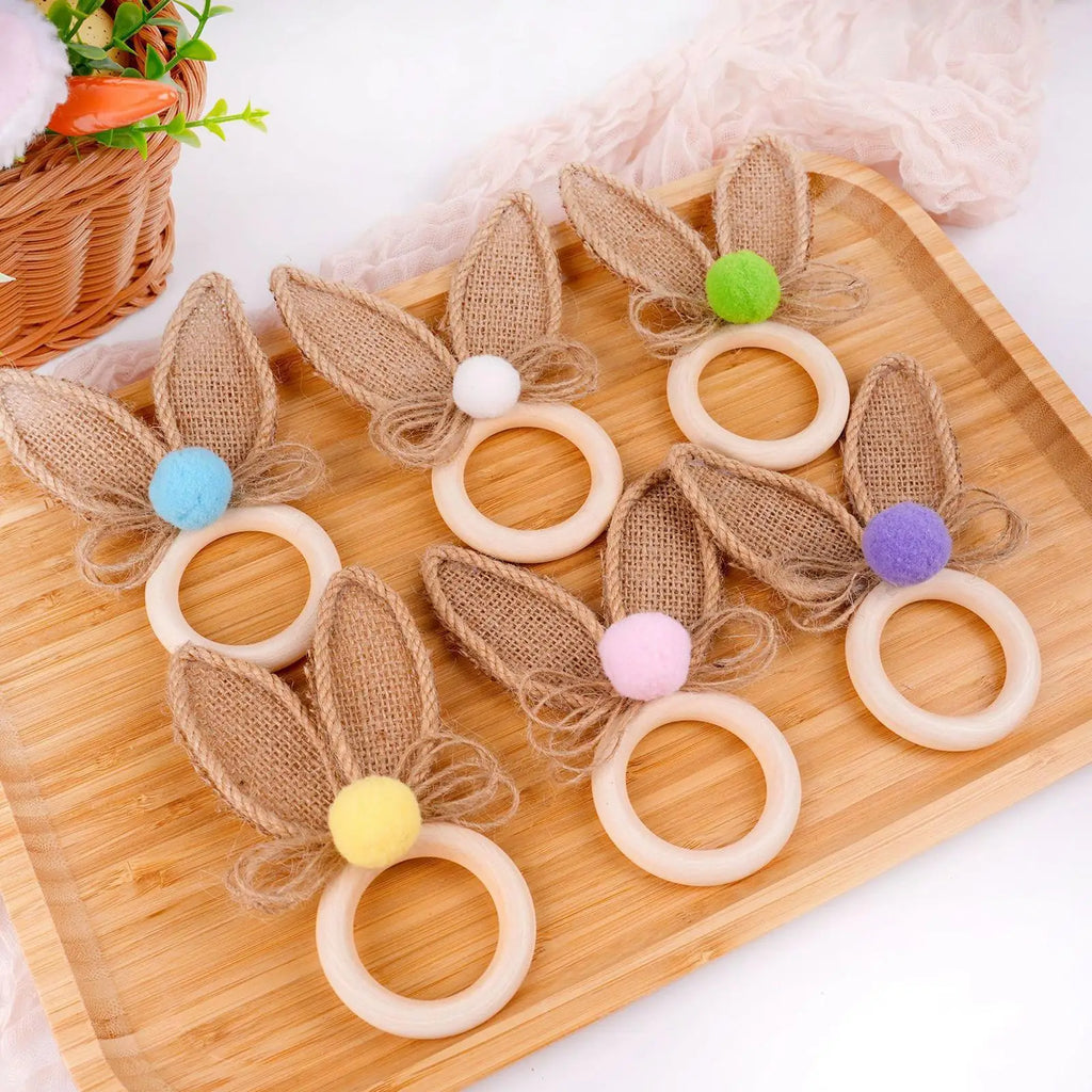 Easter Napkin Rings 6 Bunny Ear Spring Serviette Table Settings Decor