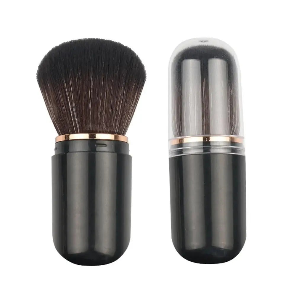Retractable Kabuki Brush Capsule-shape Cute Travel Makeup Zpaxo black