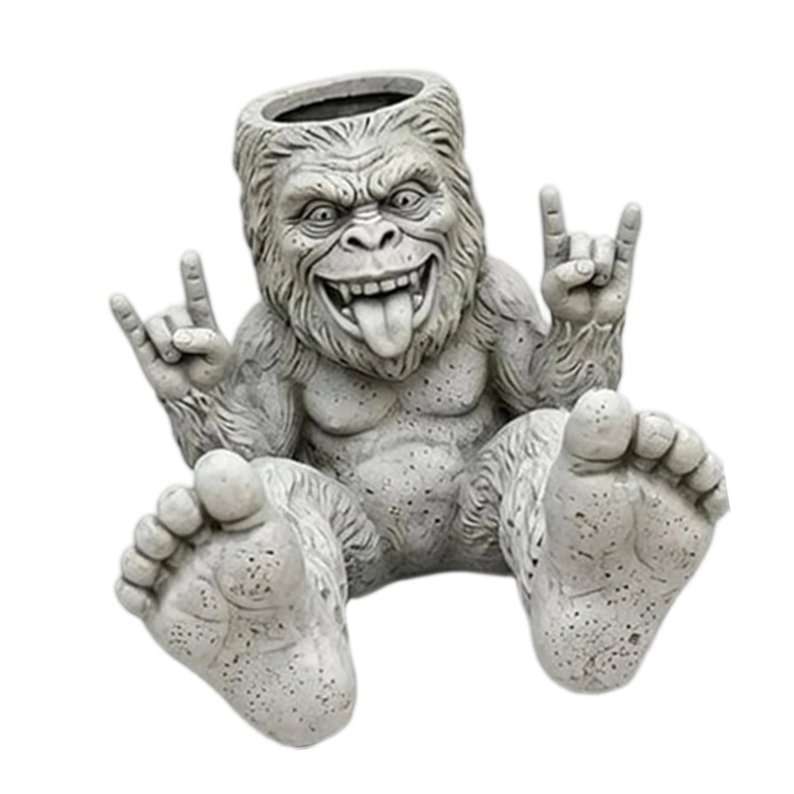 Resin Rebellious Monkey Planter Funny Big-foot Sasquatch Planter Outdoor Weather Resistant Novelty Gift for Plant Lovers Zpaxo