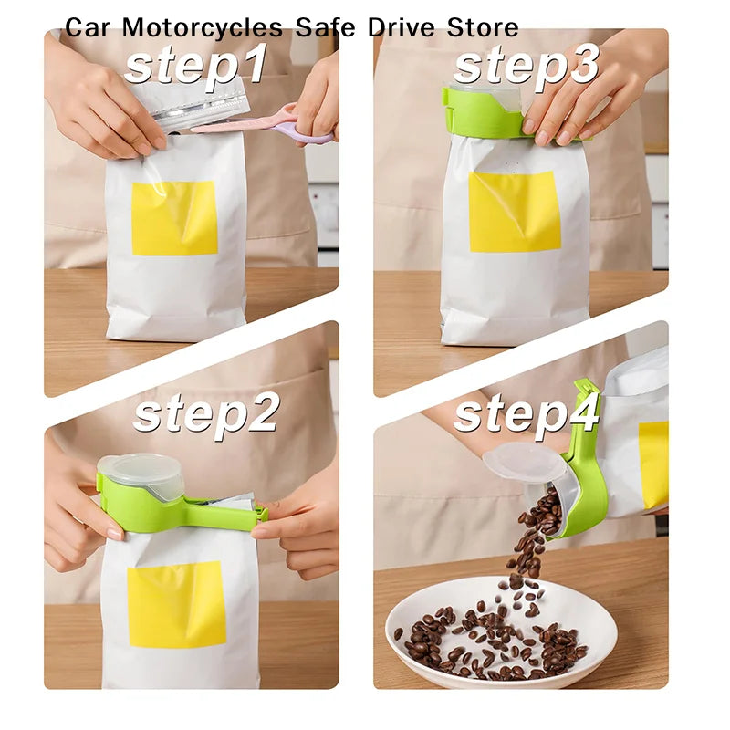 CM4Pcs Food Bag Clips Pour Spout Durable Plastic Sealing Snacks