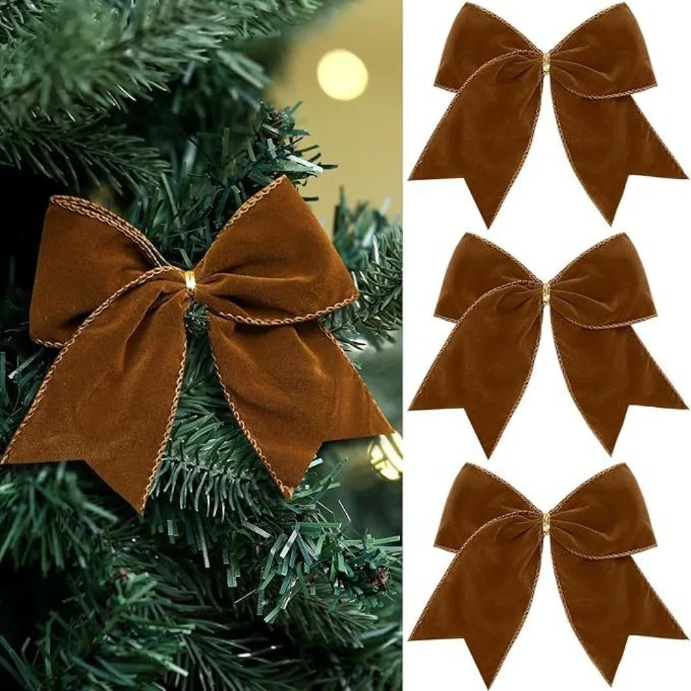4-Pack Velvet Christmas Tree Bows – DIY Wreath Ribbon Decor Christmas Tree Bows Zpaxo