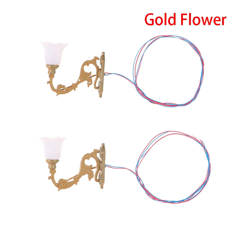 1 12 Dollhouse Decor Wall Lamp Model Garden Yard Chandelier Sand Zpaxo 4Gold Flower