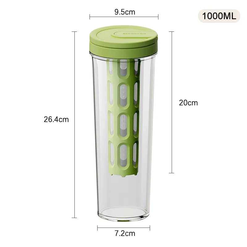 Cold Brew Coffee Pot High-capacity Espresso Filter Bottle Cold Brewing Pot Portable Iced Brew Coffee Maker Juice Coffe Kettle Zpaxo 1000ML Green