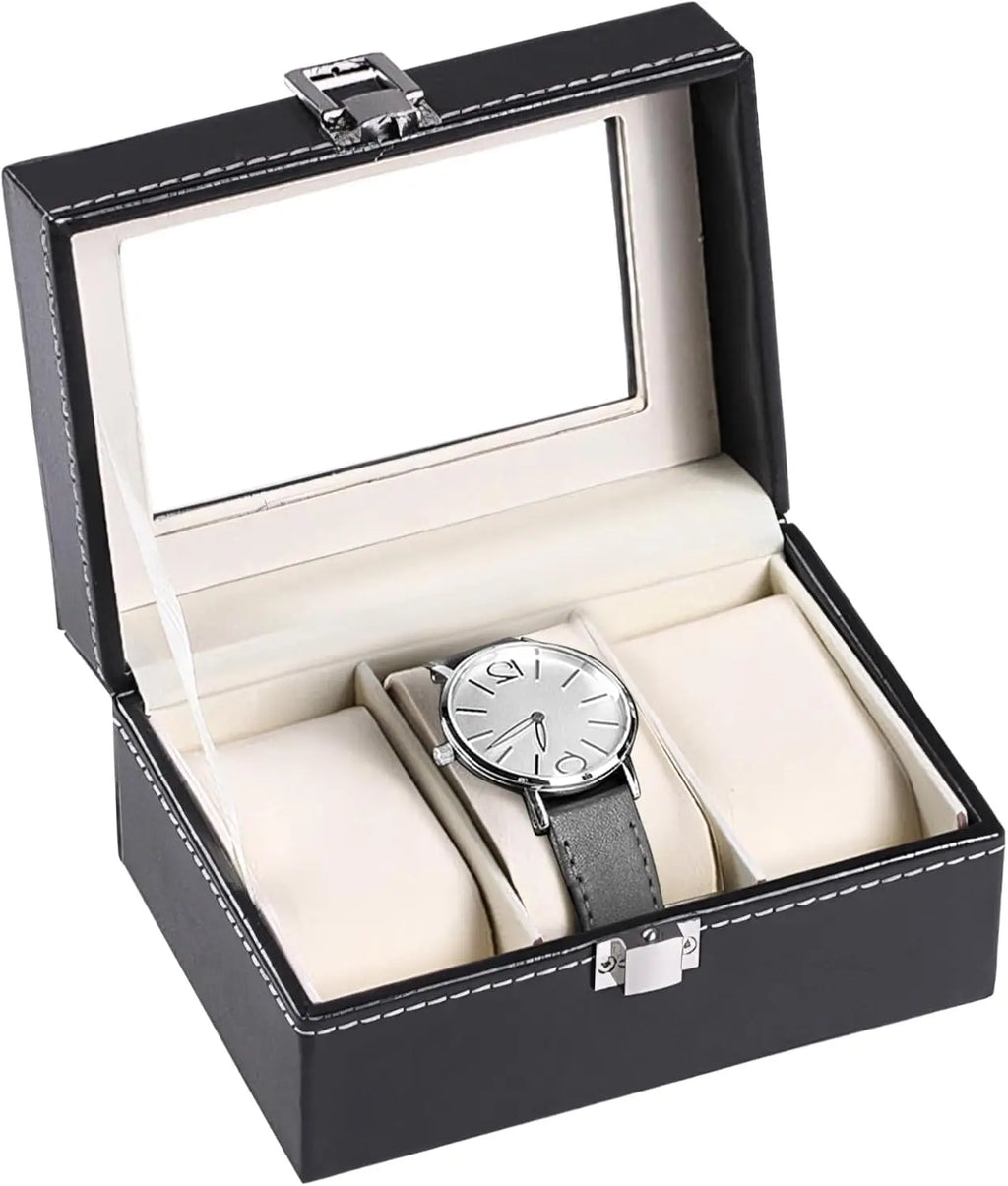 Watch Box Organizer Men 3-Slot Storage Case Transparent Acrylic