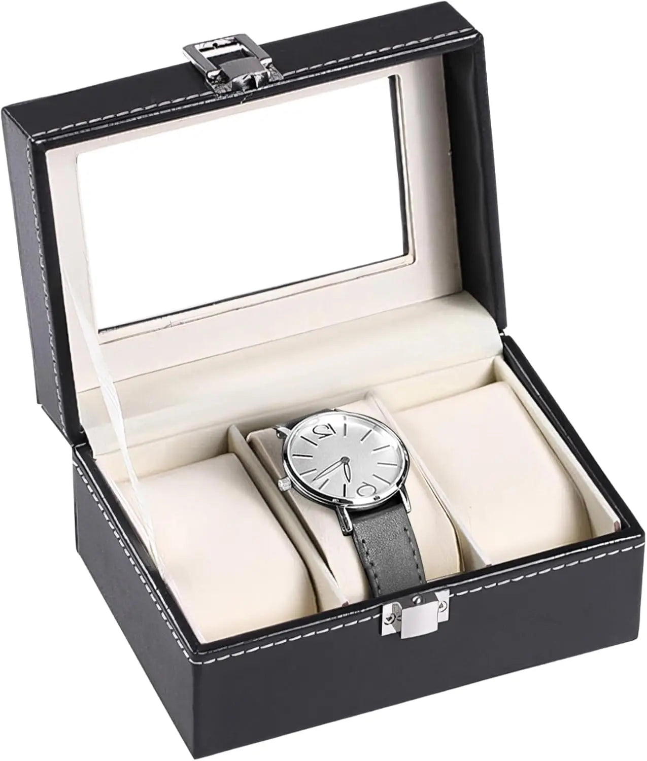 Watch Box Organizer Men 3-Slot Storage Case Transparent Acrylic