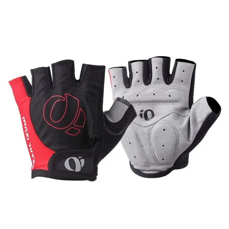 Bicycle Gel Half Finger Gloves Anti Slip Sweat Proof Shockproof Mountain Bike Road Armguard Portable Half Finger Bicycle Gloves Zpaxo Red a pair XL