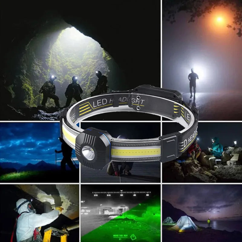 ESMARTER COB Rechargeable Headlamp – 10 Modes, IPX6