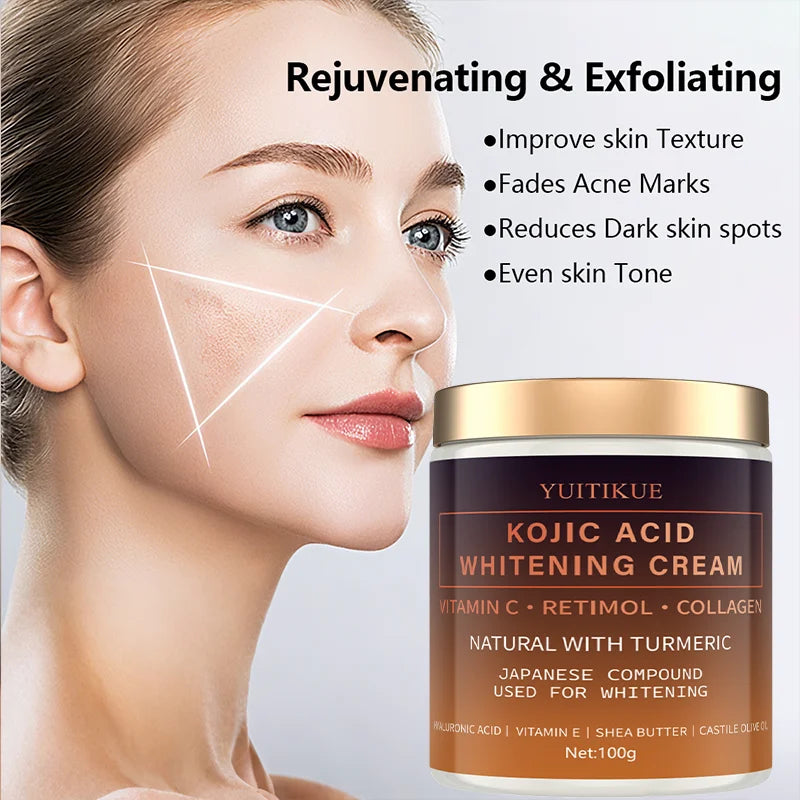 Kojic Acid Whitening Cream 100g | Vitamin C, Turmeric & Hyaluronic Skin Brightening Cream Zpaxo