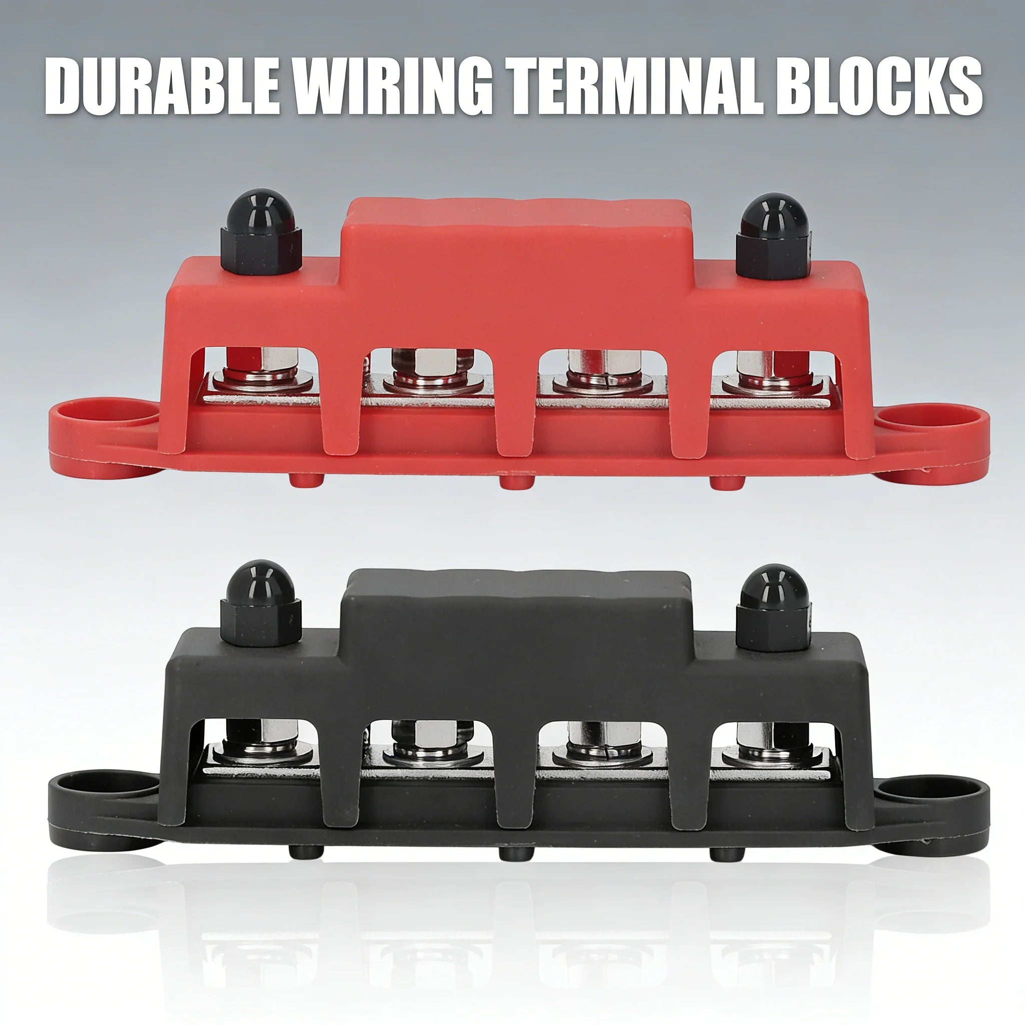 2-piece 4-Position M8 Bus Bar Red Black 48VDC 250A Perfect RV Yacht