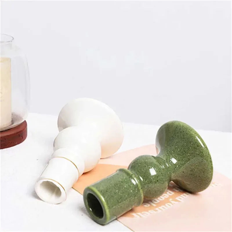 Round Ceramic Pillar Candle Holder Stoneware Table Centerpiece