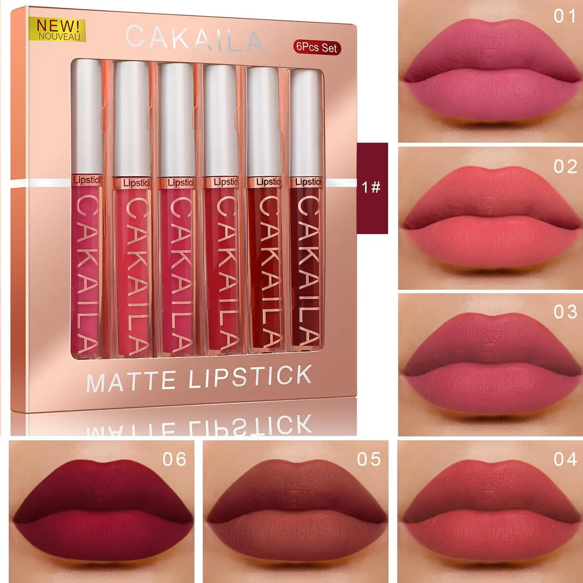 Matte Lip Gloss AB Two Sets Not Stained Cup Mouth Red Moisturizing Zpaxo E-6PCS