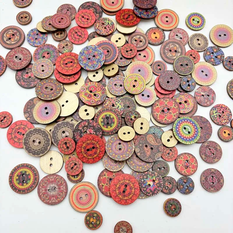 50PCS Vintage Wooden Buttons Mixed Sizes – Crafts & Sewing Wooden Craft Buttons Zpaxo