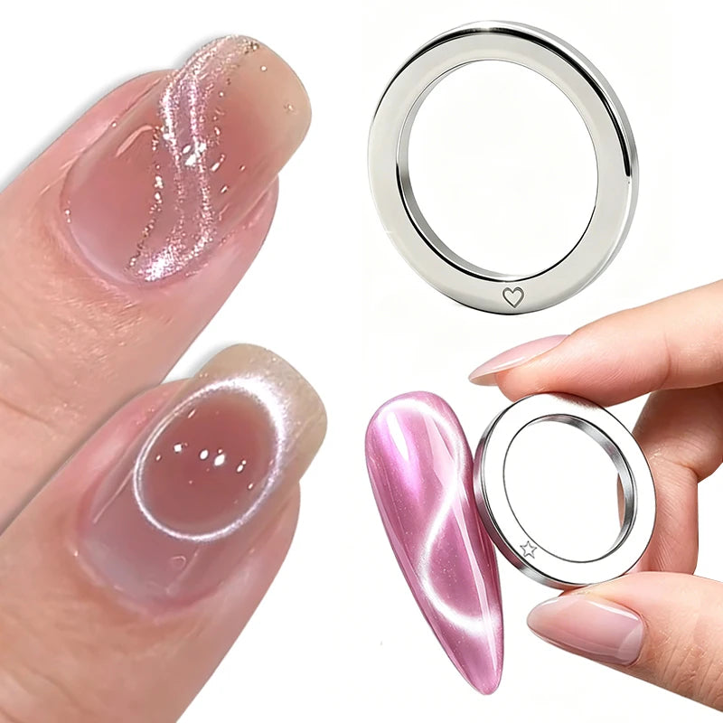 Multifunctional Nail Art Cat Eye Circular Magnet Suck Hollow Ribbon Effect Super Strong Magnet Ring Manicure Magnetic Tools Zpaxo