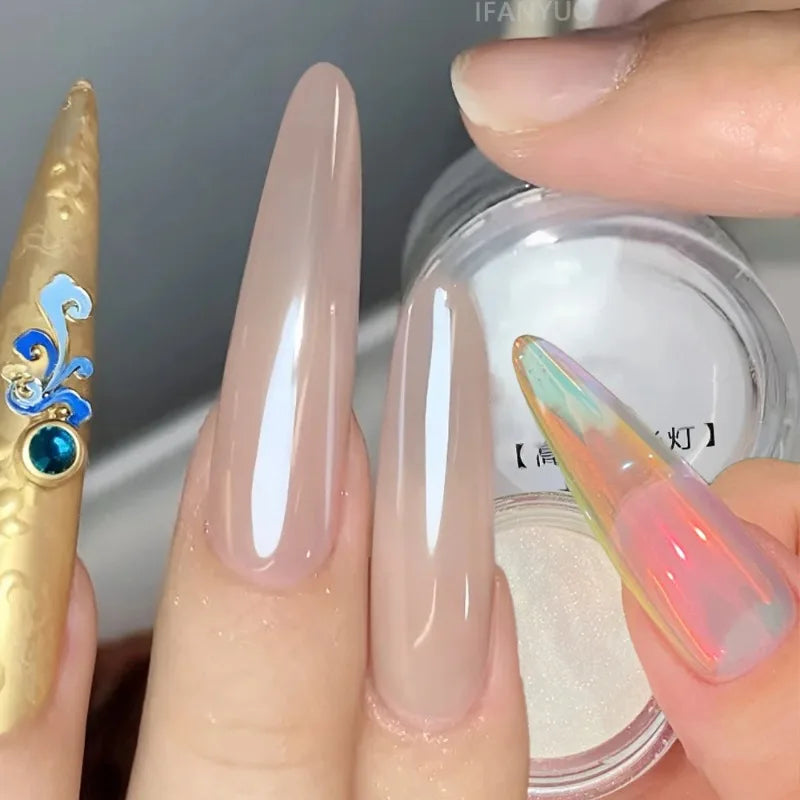 1 Jars Mirror Bright Plating Aurora Chrome Powder Nails Moonlight