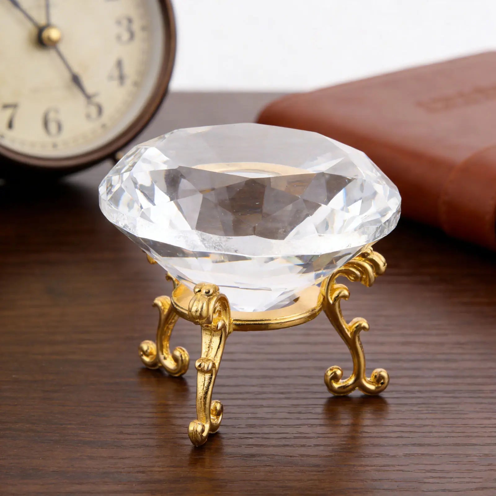 Crystal Diamond Decorative Triangle Base Stand Clear Paperweight
