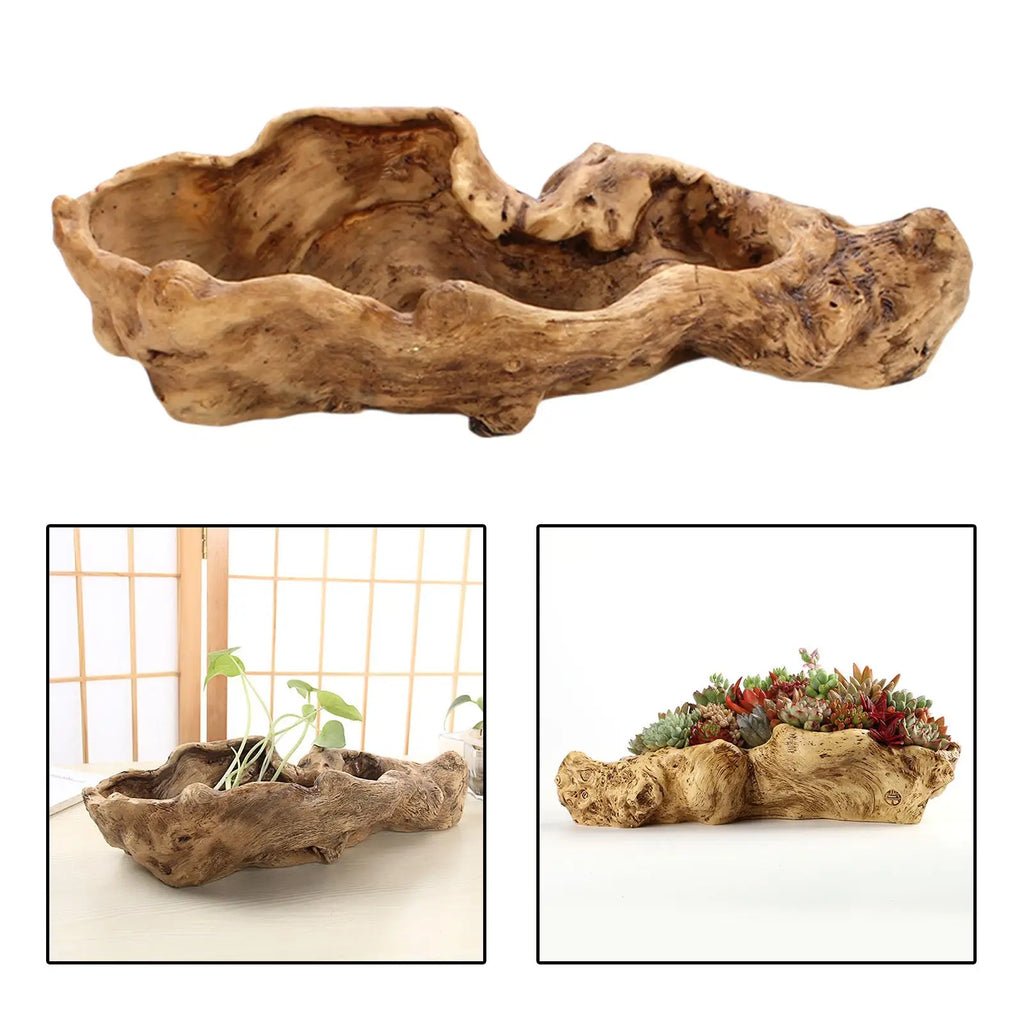 Decorative Resin Flower Pots Succulent Planters Drainage Retro Tree Zpaxo