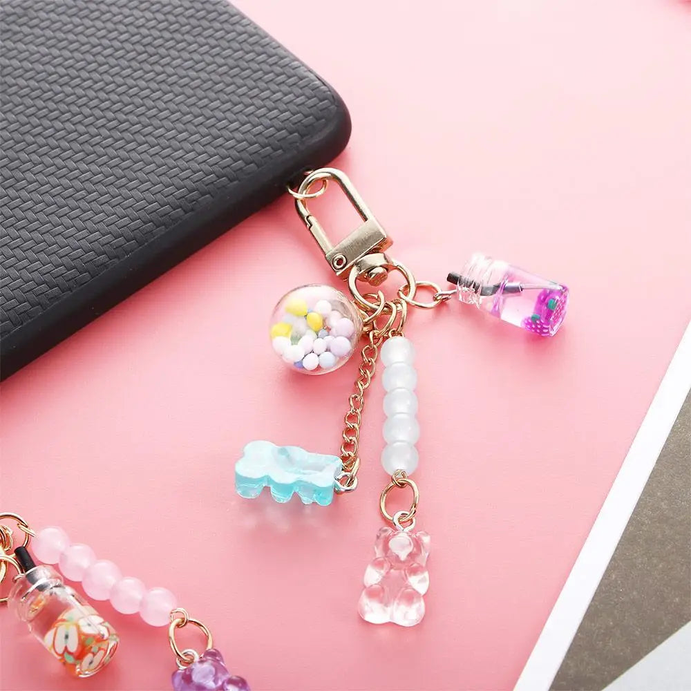 Cute Girls Acrylic Bag Pendant Floating Fruit Candy Fashion Accessories Keyholder Bear Key Chain Key Ring Zpaxo