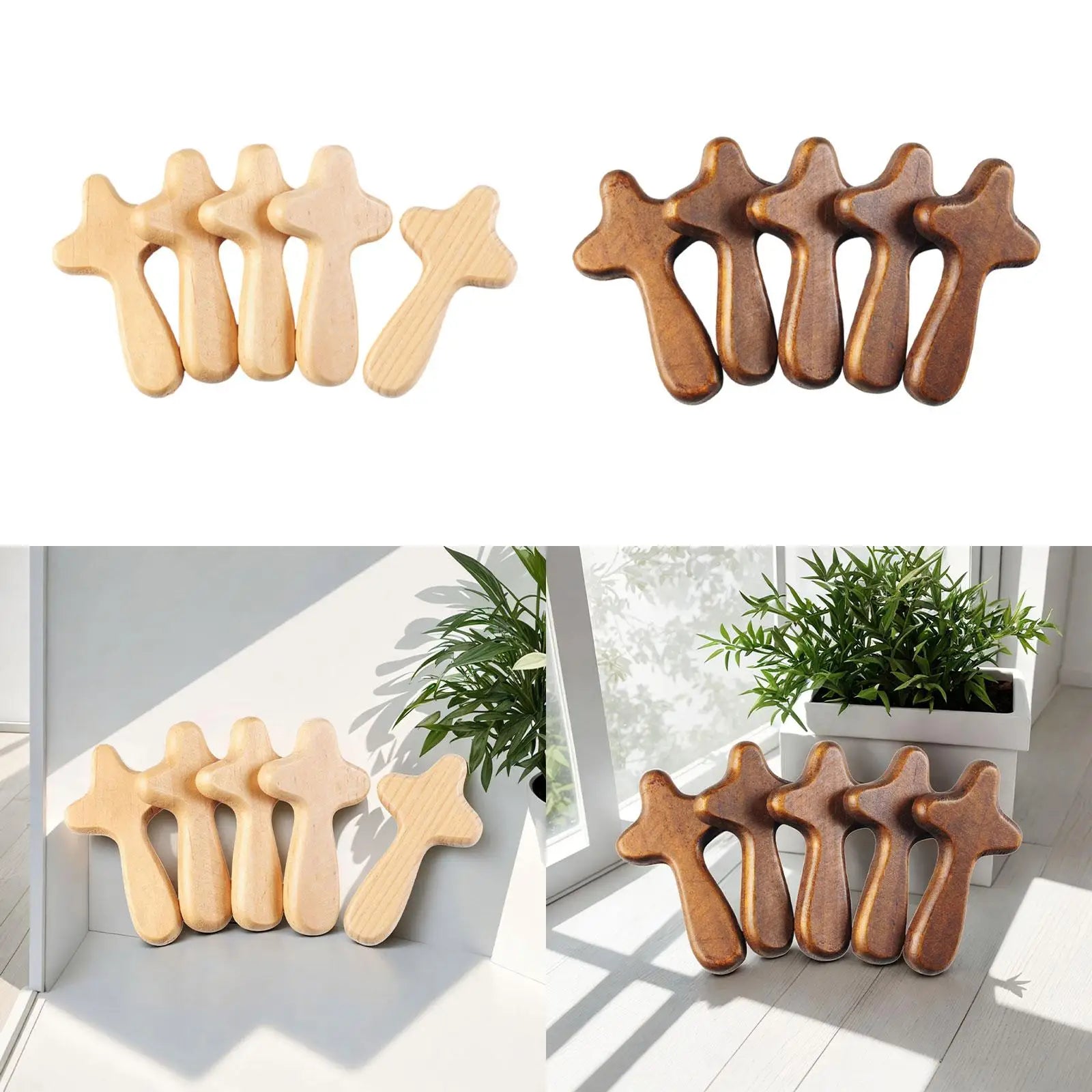 5Pcs Wooden Holding Cross Colleague Comfort Small Decoration Family Religious Person Hand Held Prayer Cross Pinewood Wood Cross Zpaxo