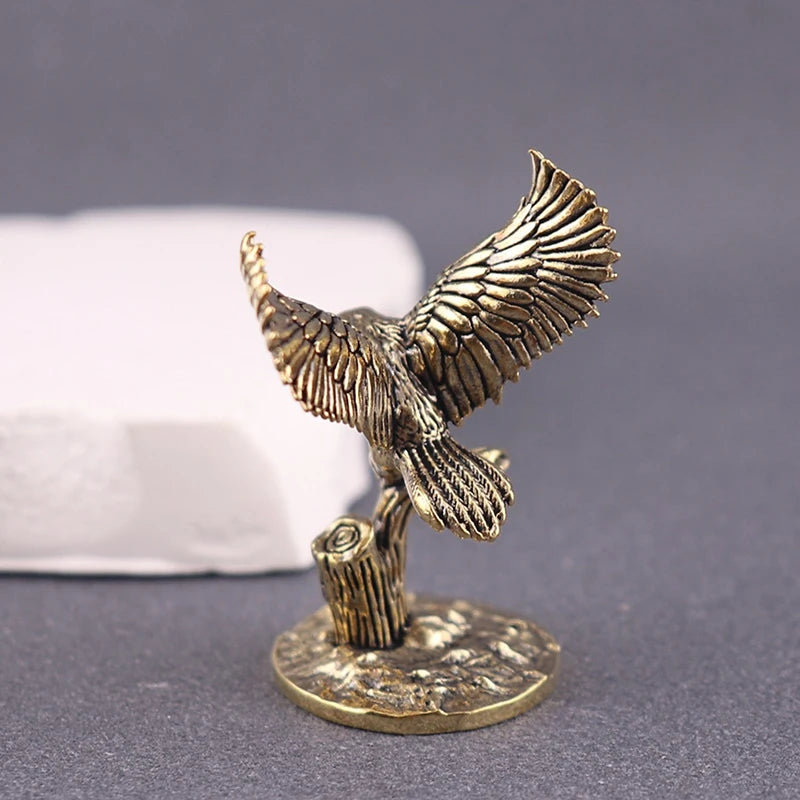 Antique Solid Brass Owl Decor Retro Copper Animal Tea Pet Miniature Zpaxo