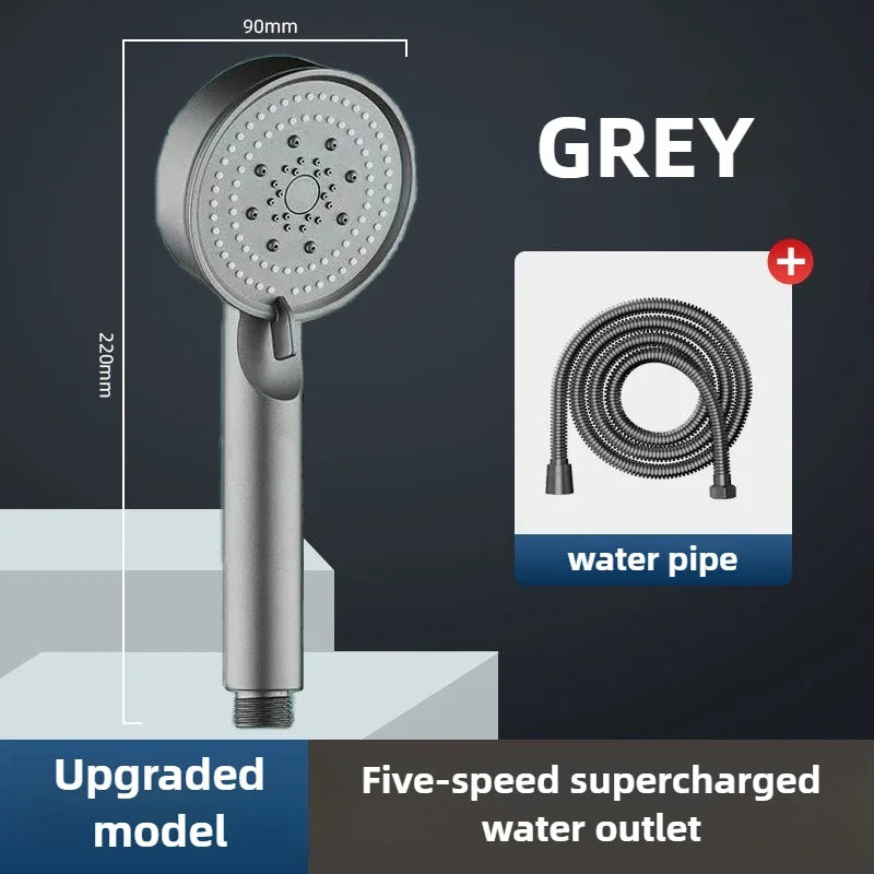 High Pressure Shower Head 3 Modes Adjustable Filter Shower Head Set New Bathroom Shower Head Accessories Sprayer Zpaxo grey head and pipe