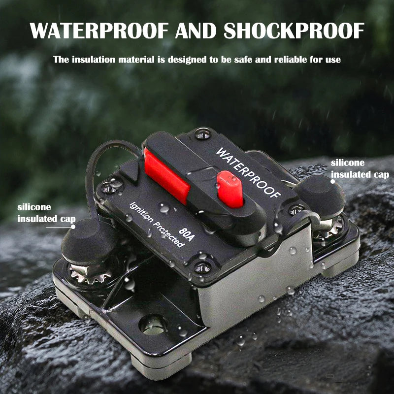 Waterproof Circuit Breaker 30A-300A Manual Reset 12V-48VDC Durable Zpaxo