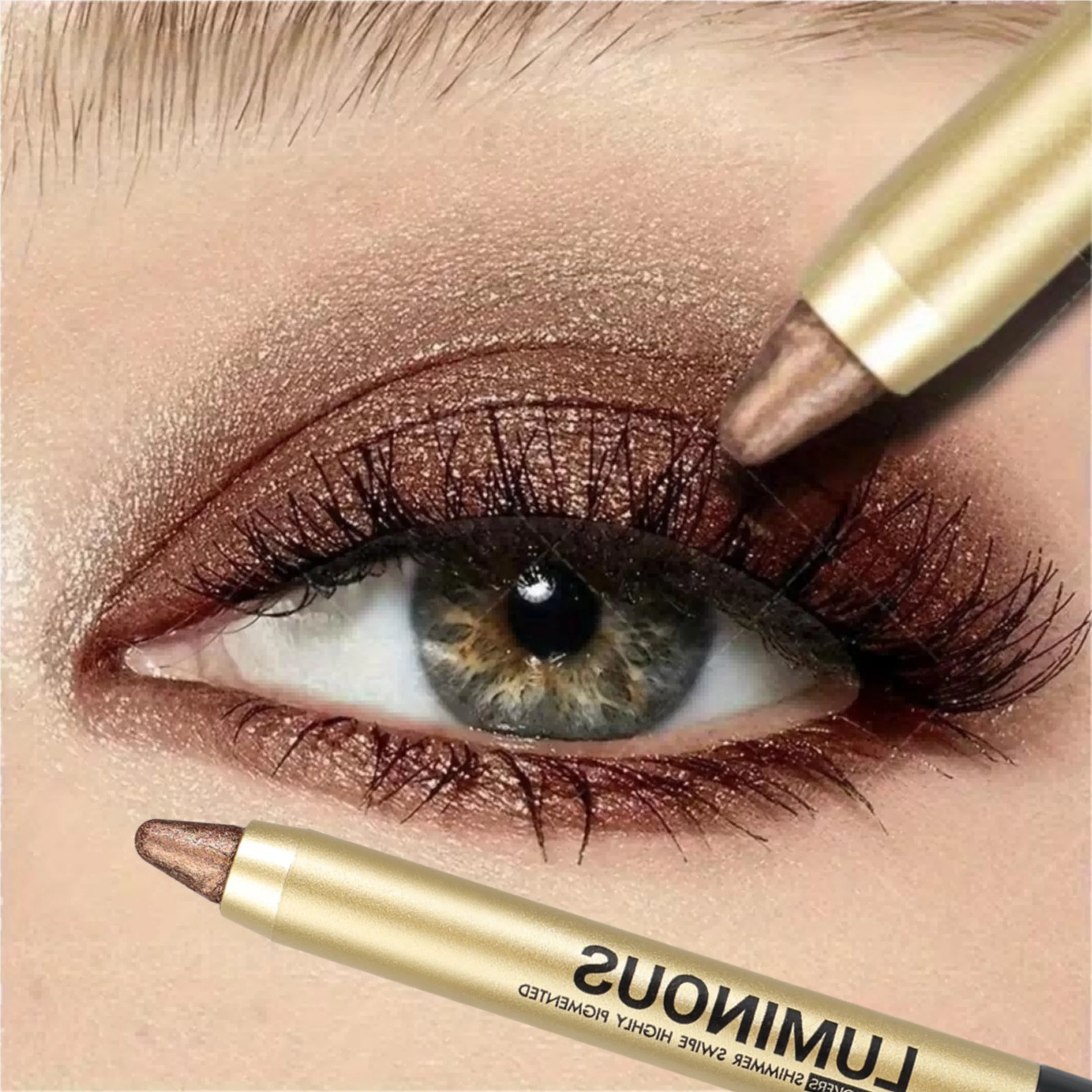 1PC Pearlescent Eyeshadow Pencil Lasting Glitter Shimmer Eye Highlighter Brown Eyeliner Stick Makeup Tool Zpaxo