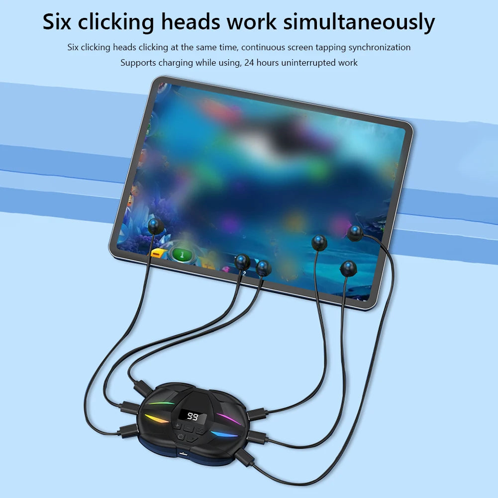 Mobile Phone Screen Auto Clicker Adjustable Game Clicker with Digital Display & RGB Light for Games Live Broadcasts Likes Reward Zpaxo