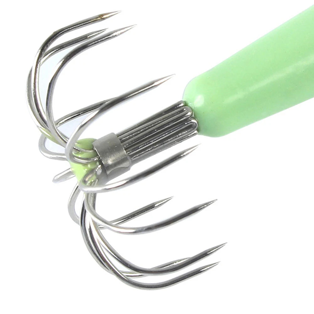 12 Claw Squid Hooks Portable Glow Dark Cuttlefish Jig Fluorescent