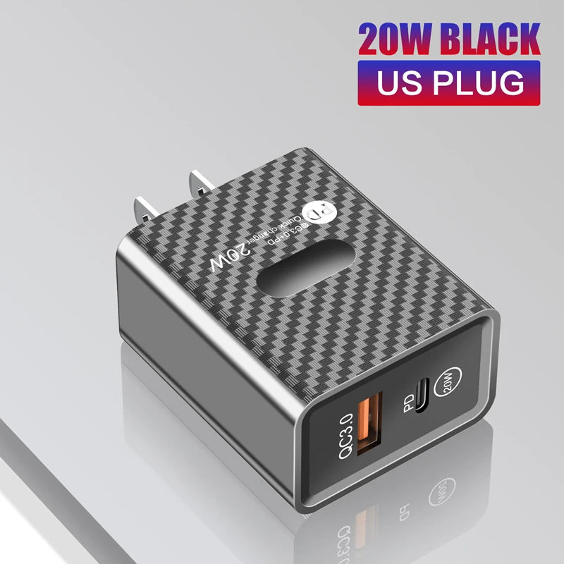20W PD Fast Charging Mobile Phone Charger EU US Charge Plug Adapter