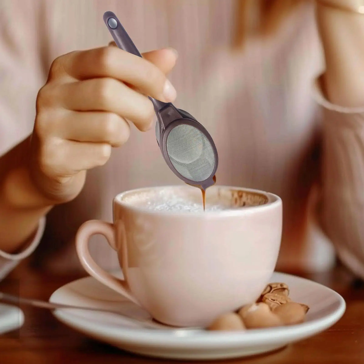 Fine Mesh Tea Strainer Spoon Loose Leaves Long Handle Coffee Filter Zpaxo