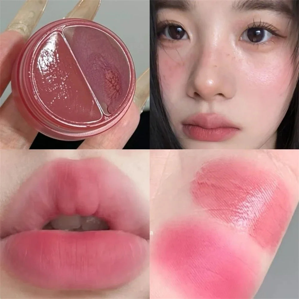 Multi-Use Dual Texture Lip Mud Volumizing Matte Lip Stain Long-Lasting Rich Soft Purple Gloss Rouge Natural Lips & Cheek Makeup Zpaxo 08