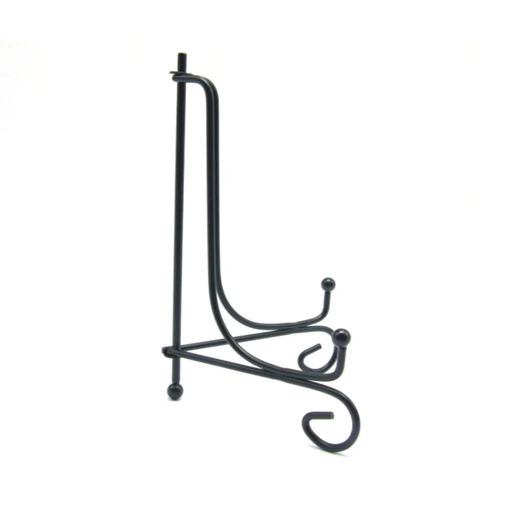 Black Wrought Iron Dish Holder Plate Display Stand Modern Bending Leg