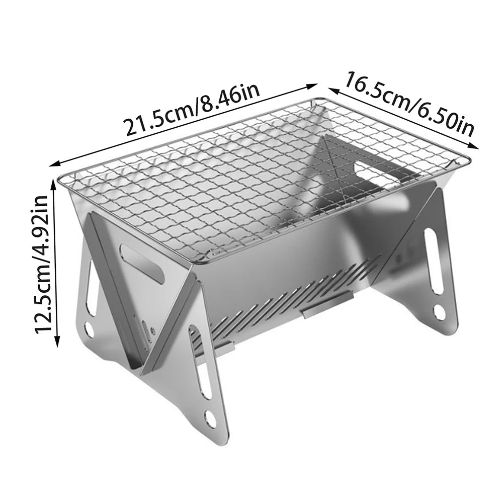 Camping Barbecue Stove with Grill-Grid Portable Folding Stainless Steel BBQ Grill for Outdoor Hiking Picnic Cooking Zpaxo J2710