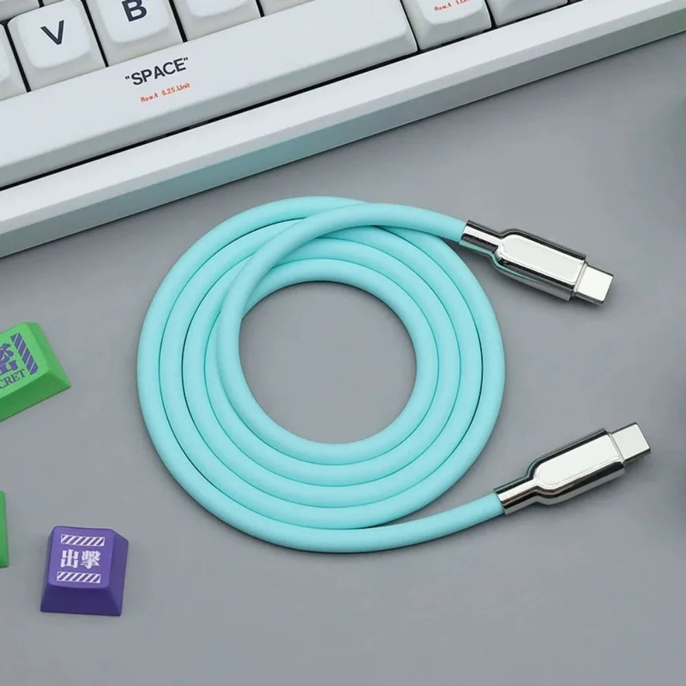 240W PD3.1 USB-C Fast Charging Cable – Liquid Silicone Cord USB-C Charging Cable Zpaxo Blue 0.5m