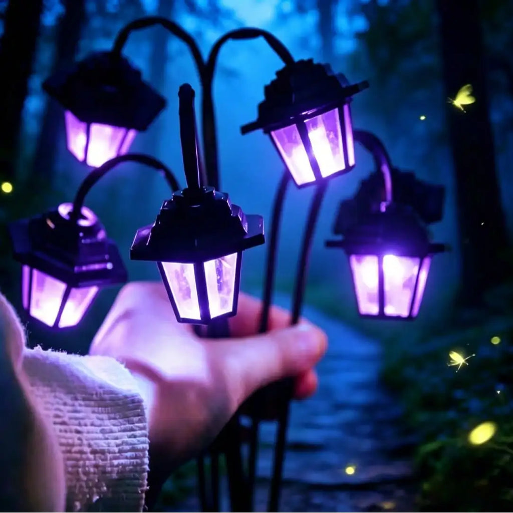 6-LED Purple Retro Palace-style Solar-powered Ground Light Outdoor