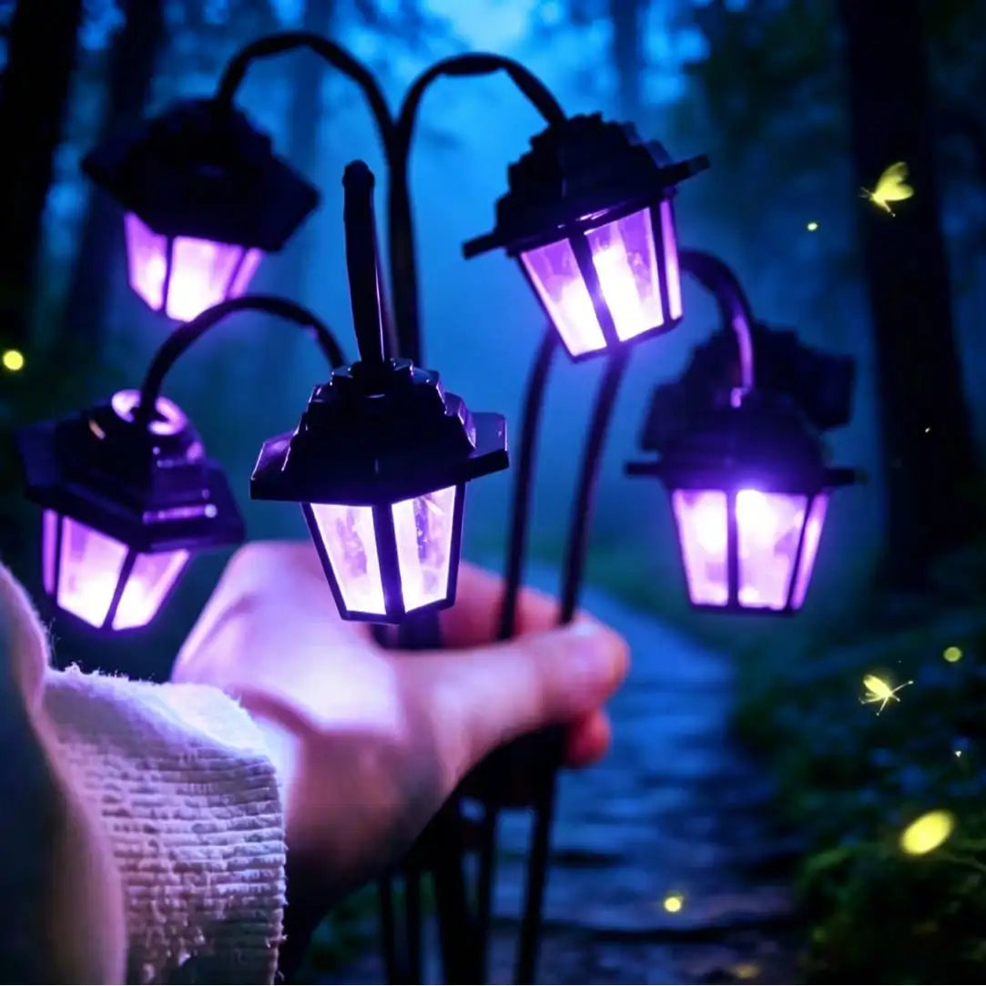 6-LED Purple Retro Palace-style Solar-powered Ground Light Outdoor