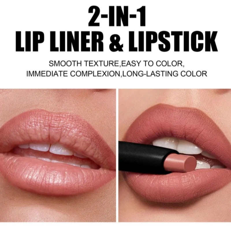 Double-ended Rose Red Lip Liner Lipstick Pencil Moisturizing Matte
