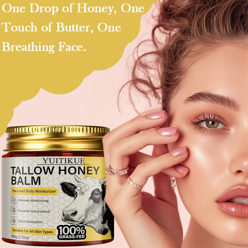 YUITIKUE Grass-Fed Tallow Honey Balm – Deep Moisture Face Cream Face Moisturizer Balm Zpaxo