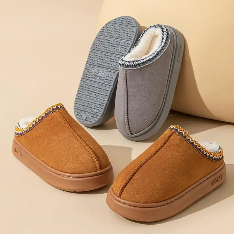 Thick-soled Fluffy Slippers Women's Fashionable Plush Winter Shoes