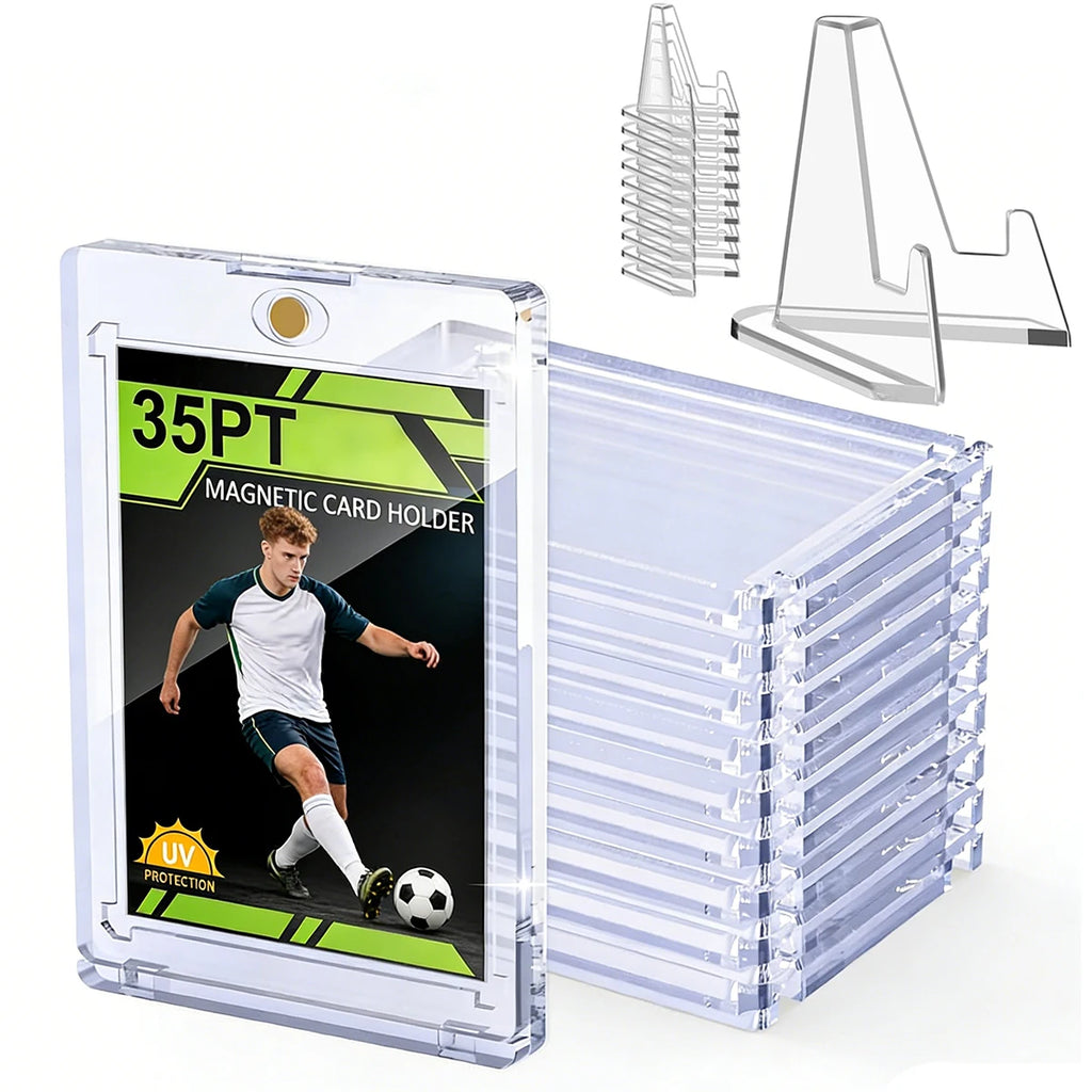 35pt Magnetic Card Holders with Stand & UV Protection – 5/10/15 PCS