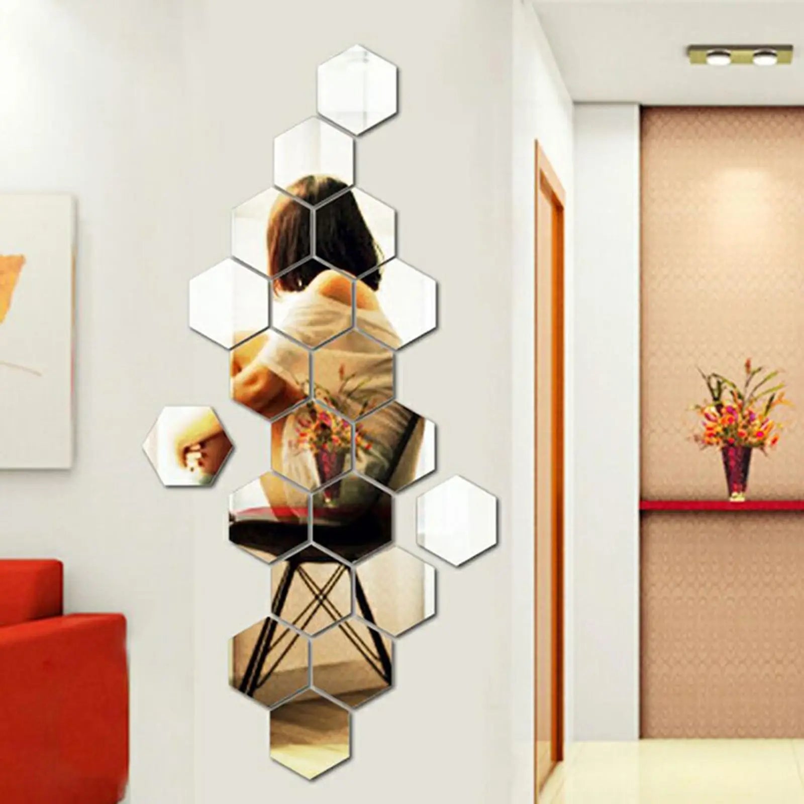 30Pcs 3D Hexagon Wall Stickers DIY Acrylic Sheet Tiles Living Room Decal Zpaxo