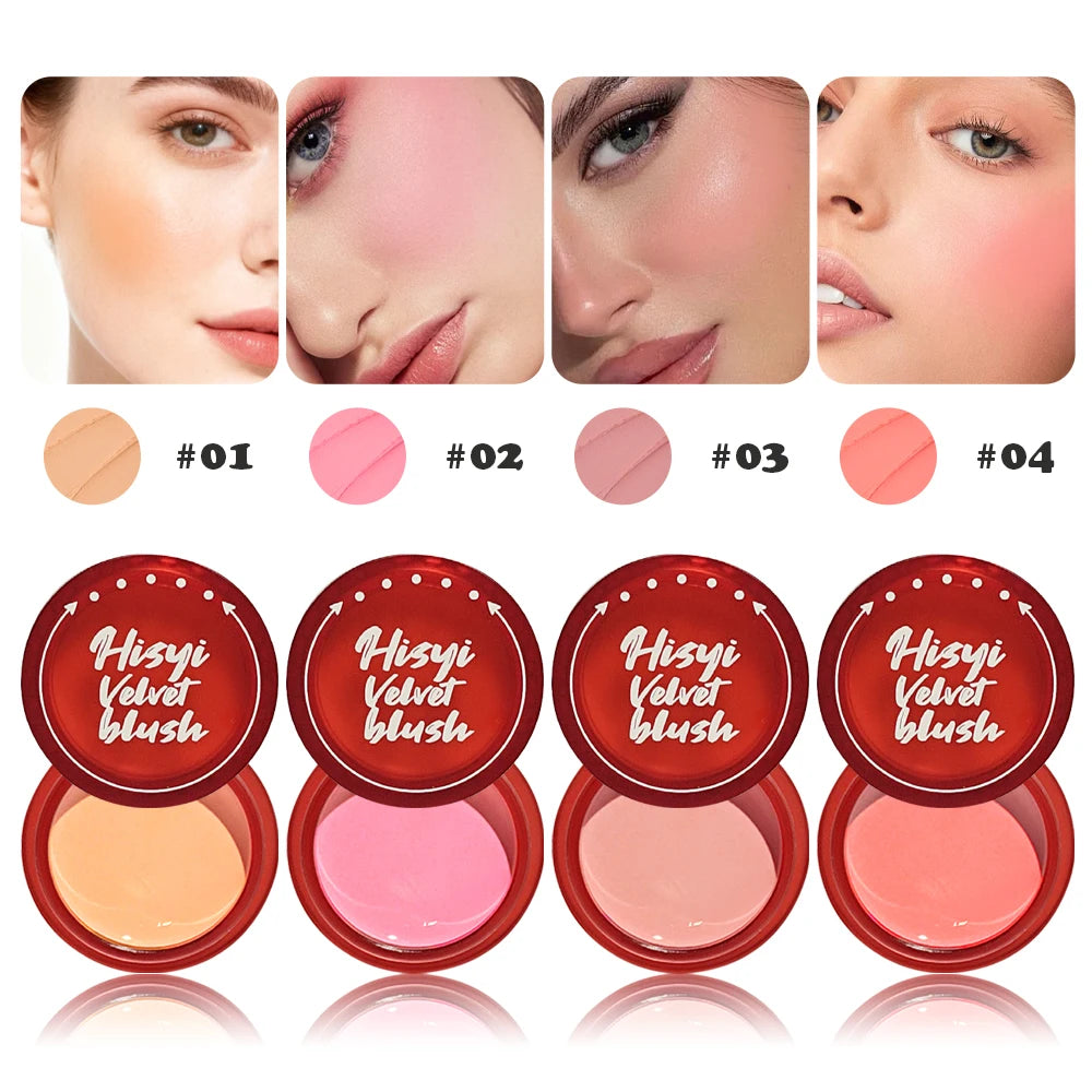 HISYI Velvet Blush Matte Creamy Texture Natural Cheek Tint Long-lasting Makeup Face Beauty Zpaxo