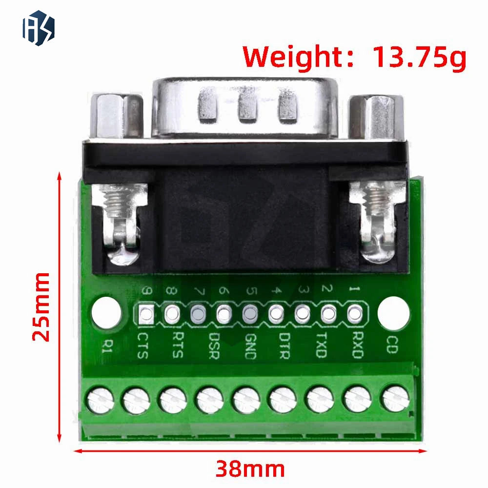 9pin Solderless Connectors DB9 RS232 Serial to Terminal Female Male Adapter Connector Breakout Board Zpaxo
